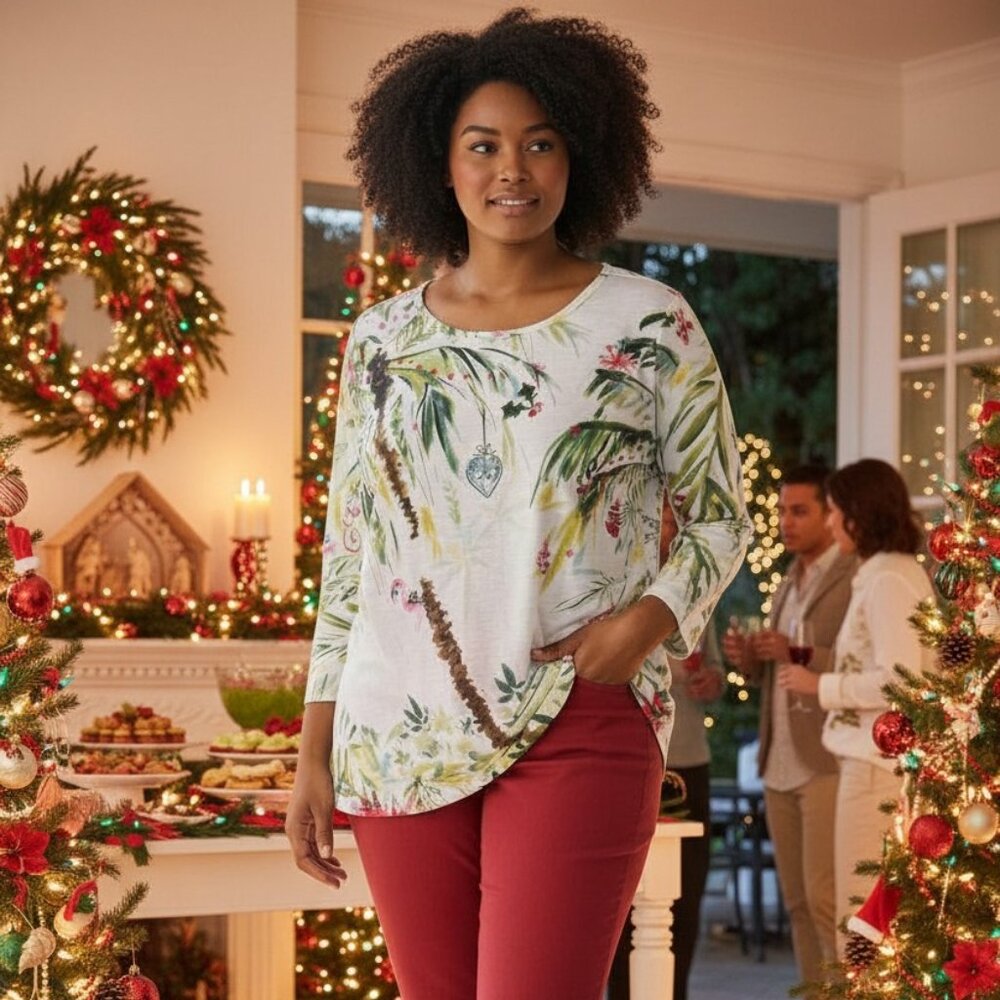 🎄🌴Coral Bay Florida Christmas Top, Holiday Print, Festive & Fun 🎄🌴